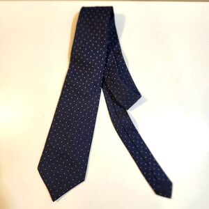 Prince Oliver Made in Italy Navy Polka Dot Tie 65" length